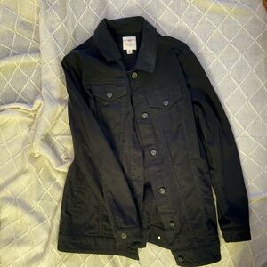 Black denim jacket hip length